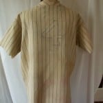 Back view of Lou Gehrig's number 4 jersey after conservation on a mannequin.